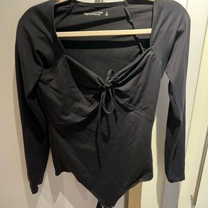 Abercrombie & Fitch Black Long Sleeve Bodysuit